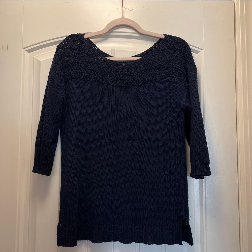 Lauren Ralph Lauren Women’s Acrylic 3/4 Sleeve Knit Pullover Sweater Size M Blue